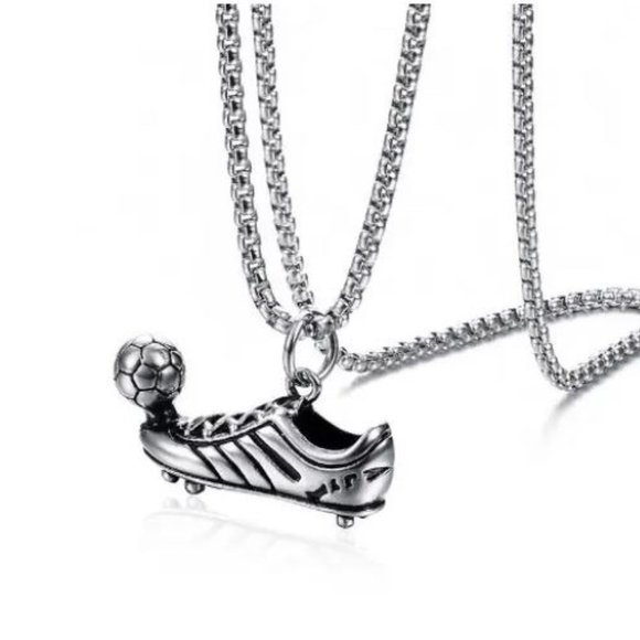Silver Soccer Cleat & Ball Necklace, Football, Futball Pendant - MLS, World Cup - Picture 4 of 6
